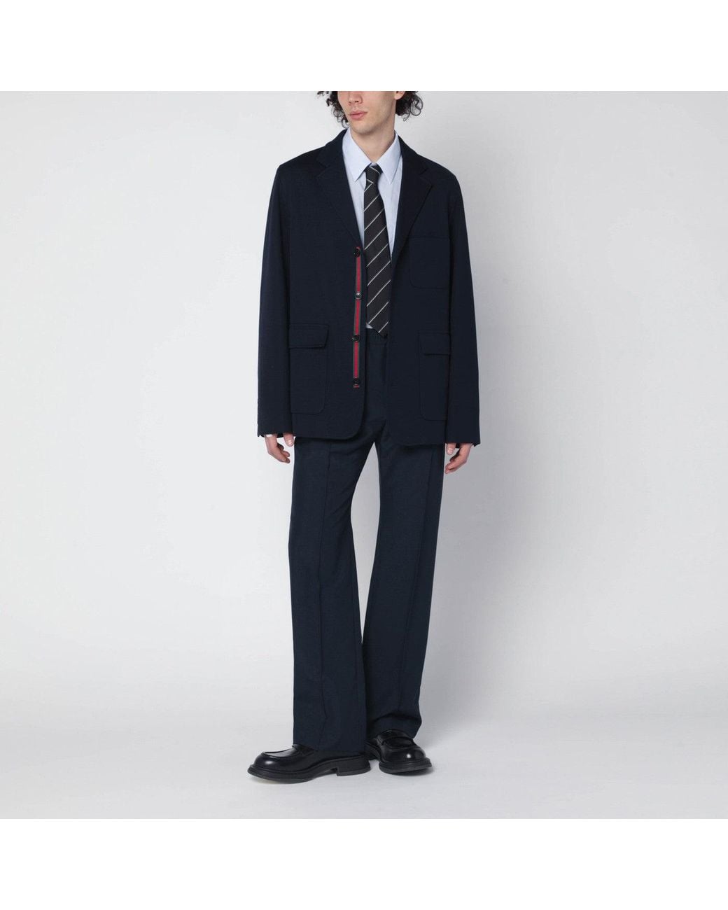 Gucci White Striped Shirt With Web Detail for men