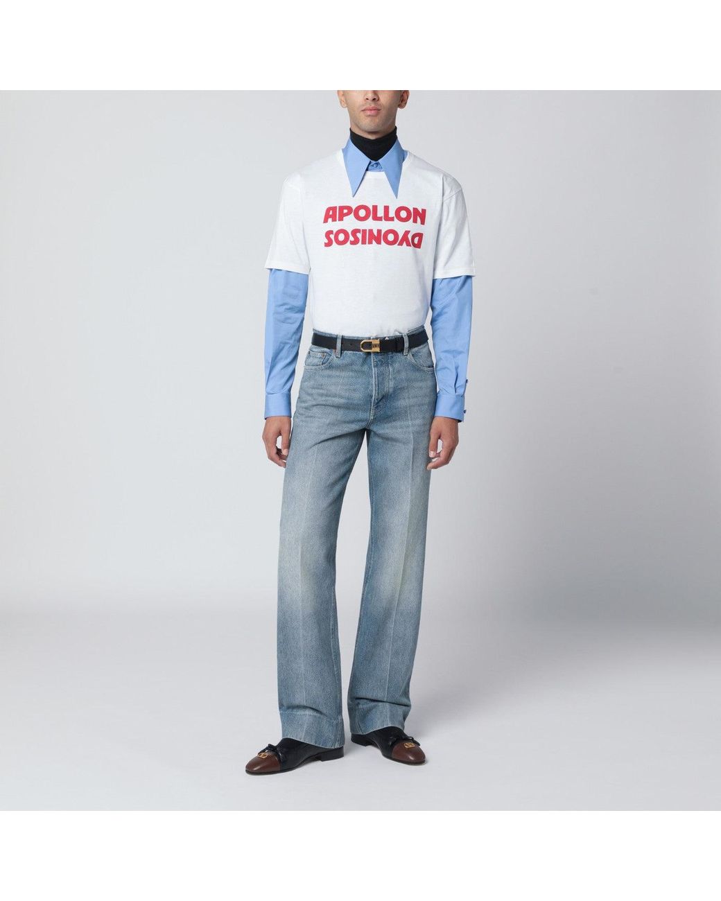 Valentino Blue Medium Washed-Effect Jeans for men