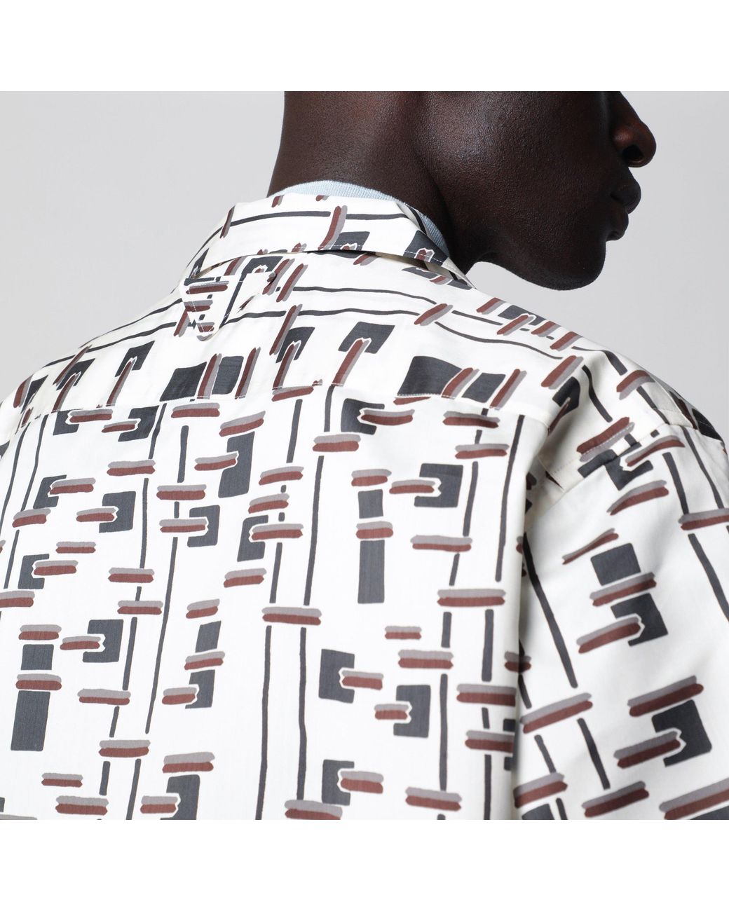 Prada Red Natural/ Printed Silk-Blend Shirt for men