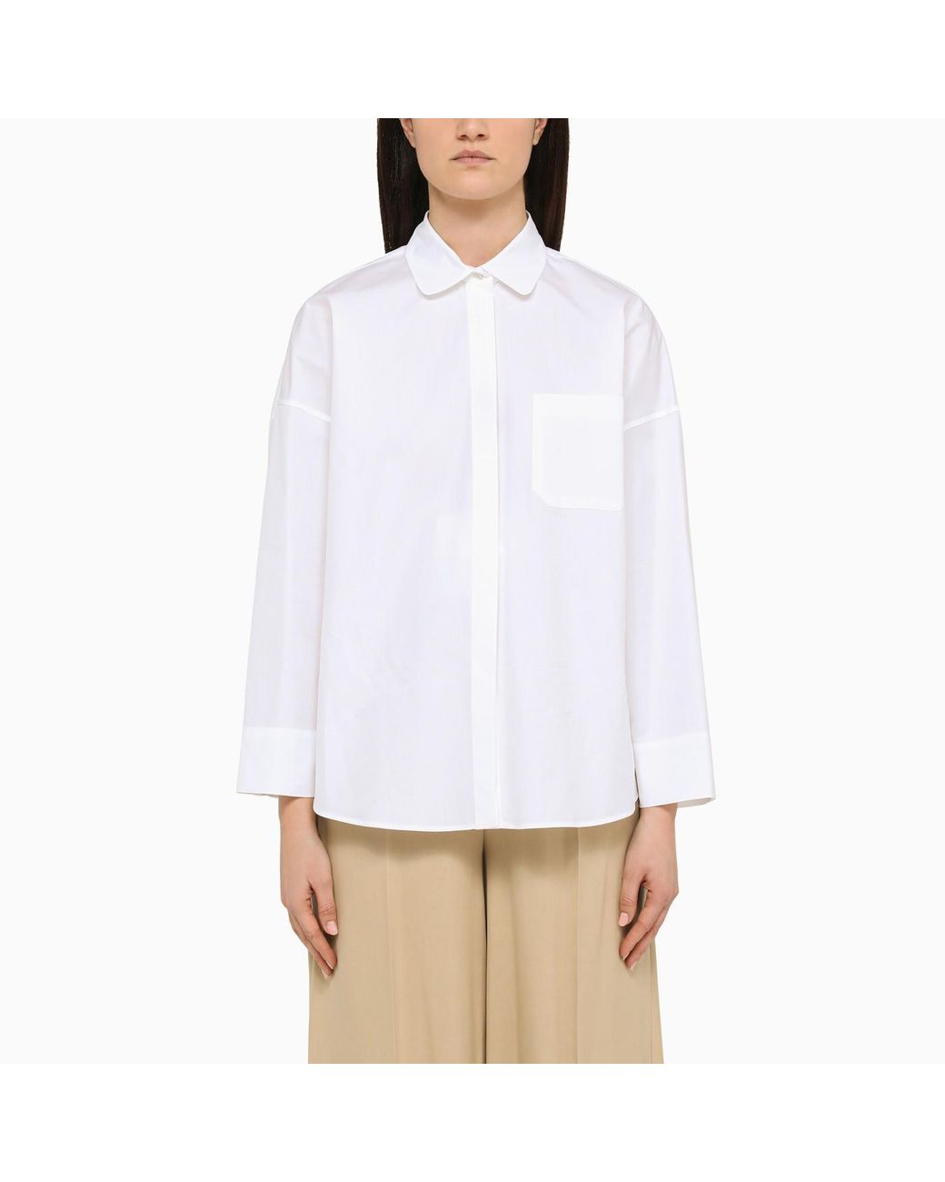 Camicia classica bianca in popeline di Max Mara in Bianco | Lyst