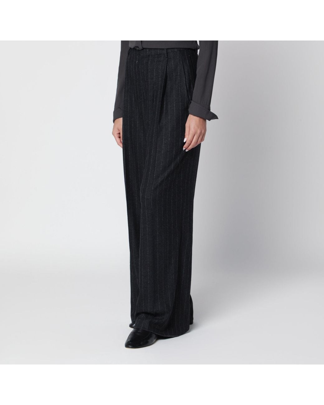 Tagliatore Black Anthracite Pinstripe Trousers