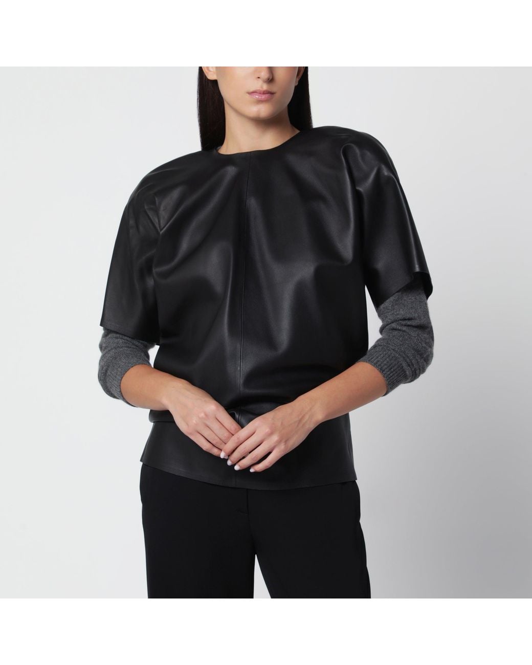 Totême Black Lambskin Cocoon Top
