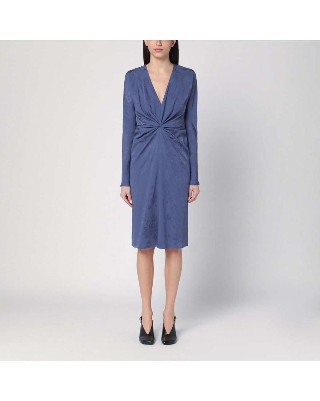 Etro Blue Jacquard-Effect Dress