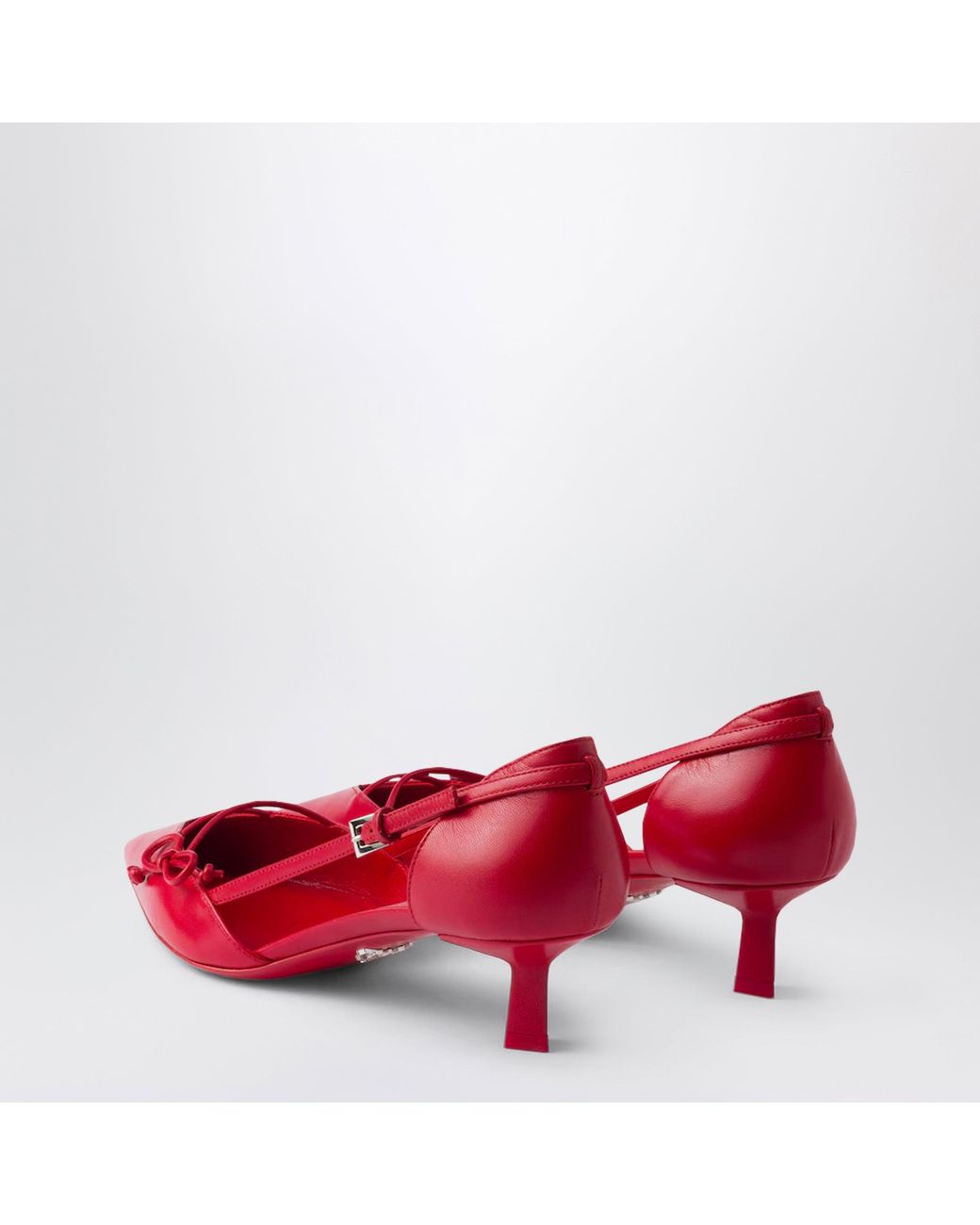 Prada Red Leather Side-Open Pumps