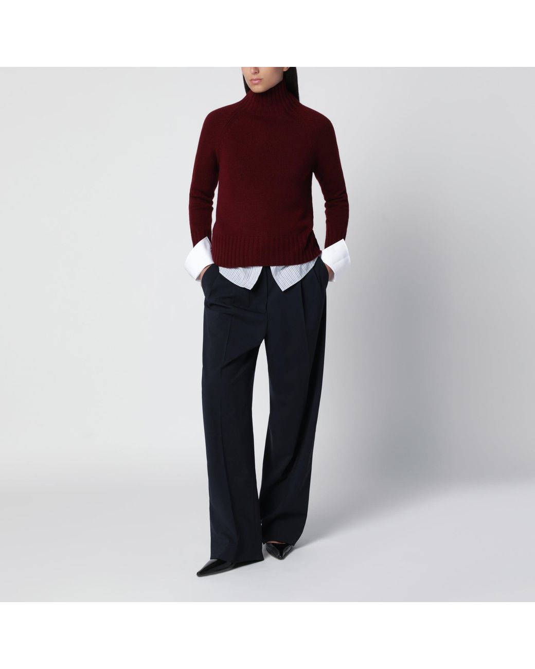 Max Mara Red Bordeaux Turtleneck Sweater