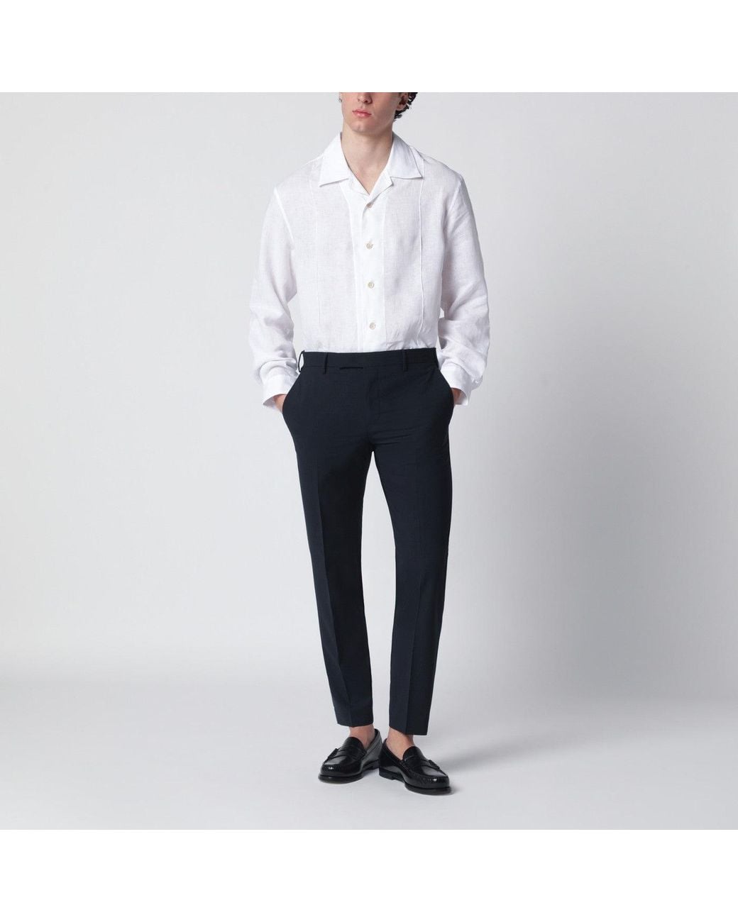 PT Torino Blue Wool Blend Trousers for men