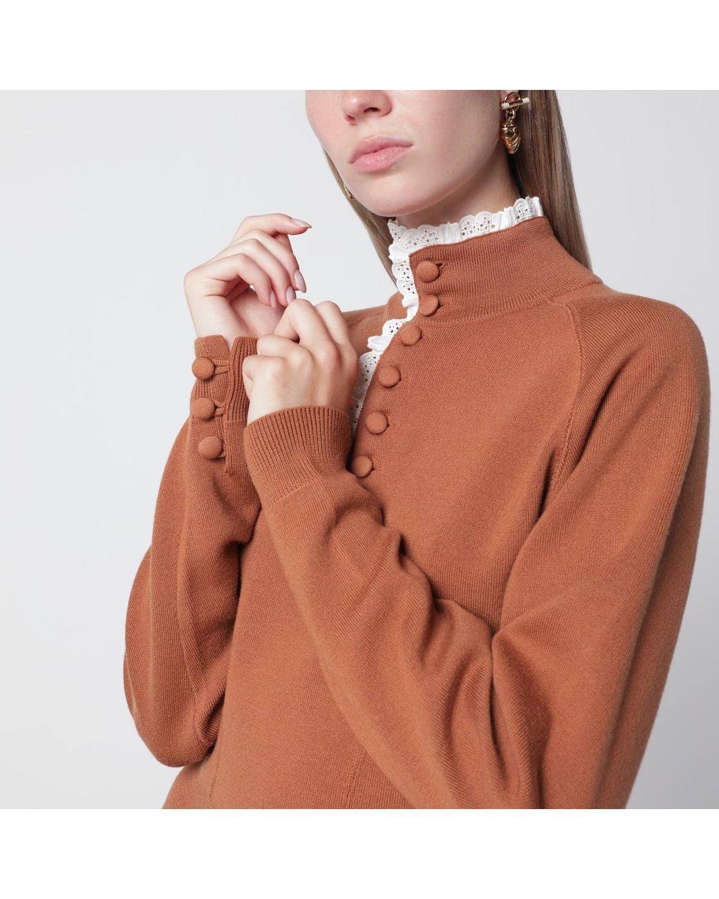 Chloé Blue Cognac-Colored Wool Sweater