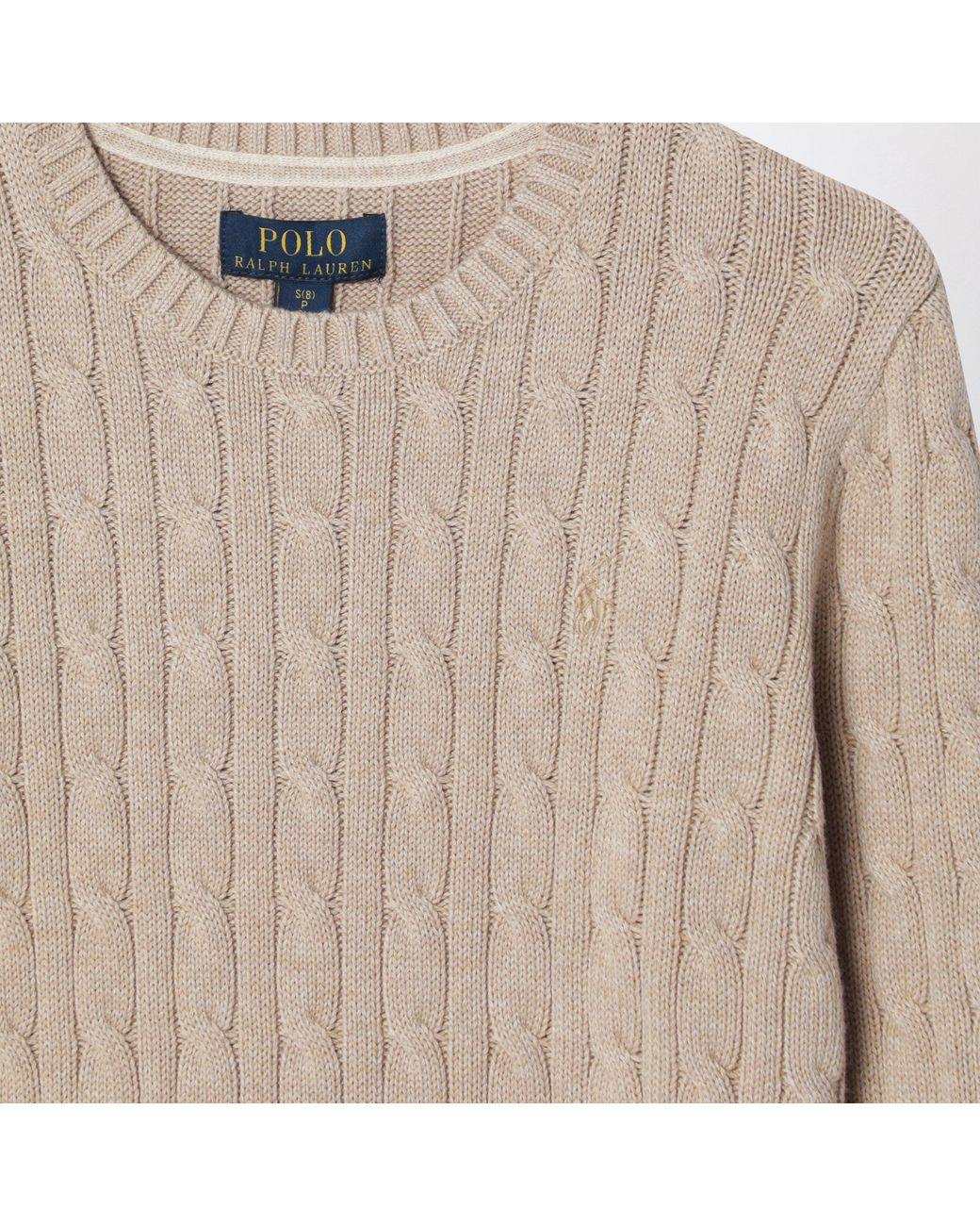Polo Ralph Lauren Natural Cable-Knit Cotton Crewneck Sweater