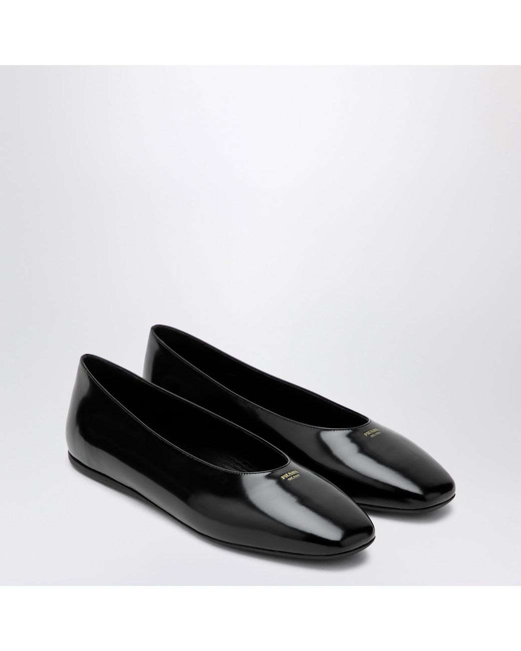 Prada Black Brushed Leather Ballet Flats