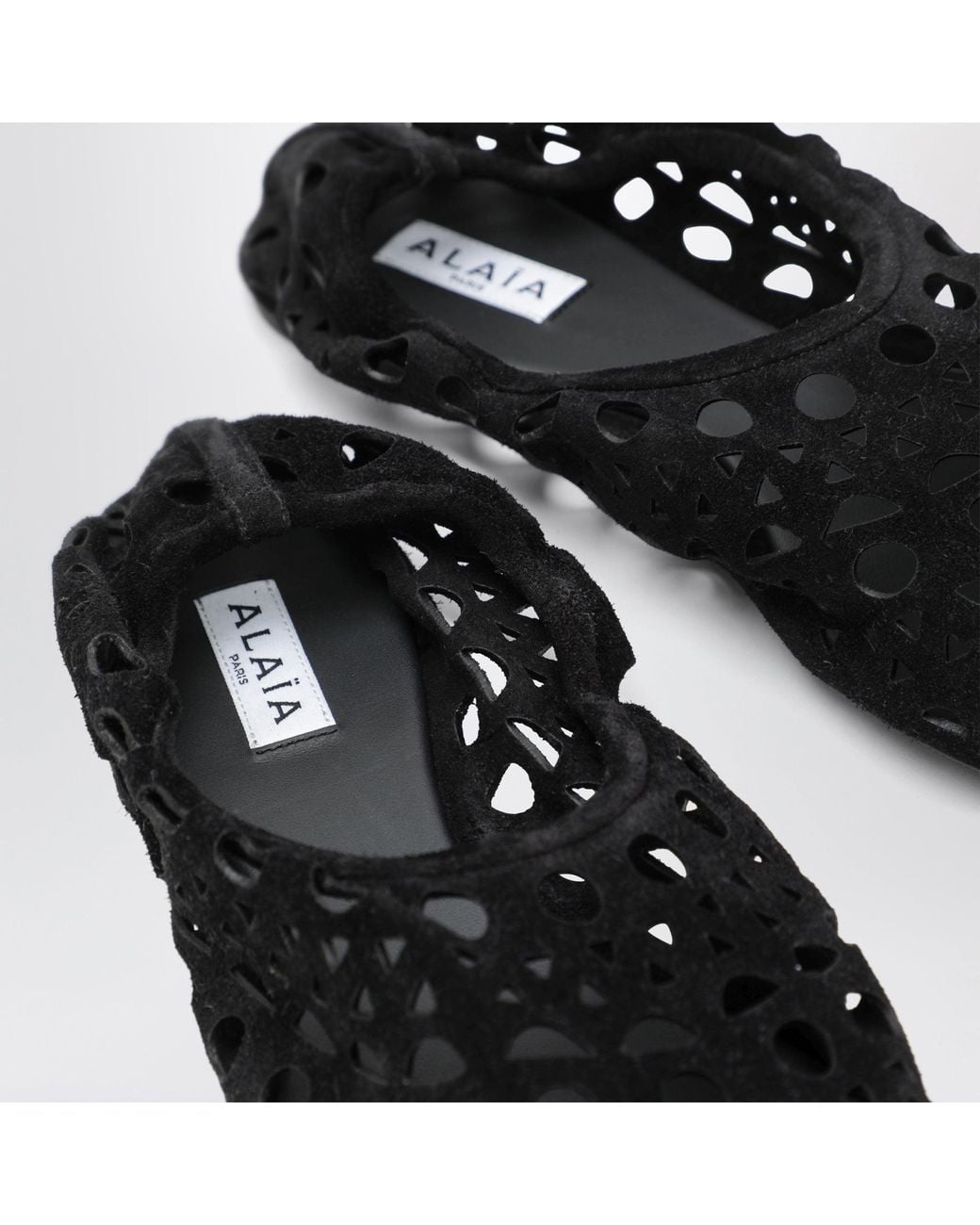 Alaïa Black Suede Vienne Perforated Slippers