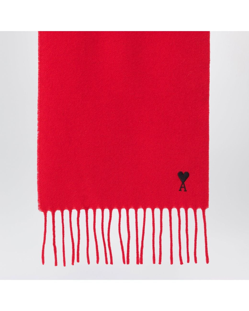 AMI Red Ami De Coeur Wool Scarf for men