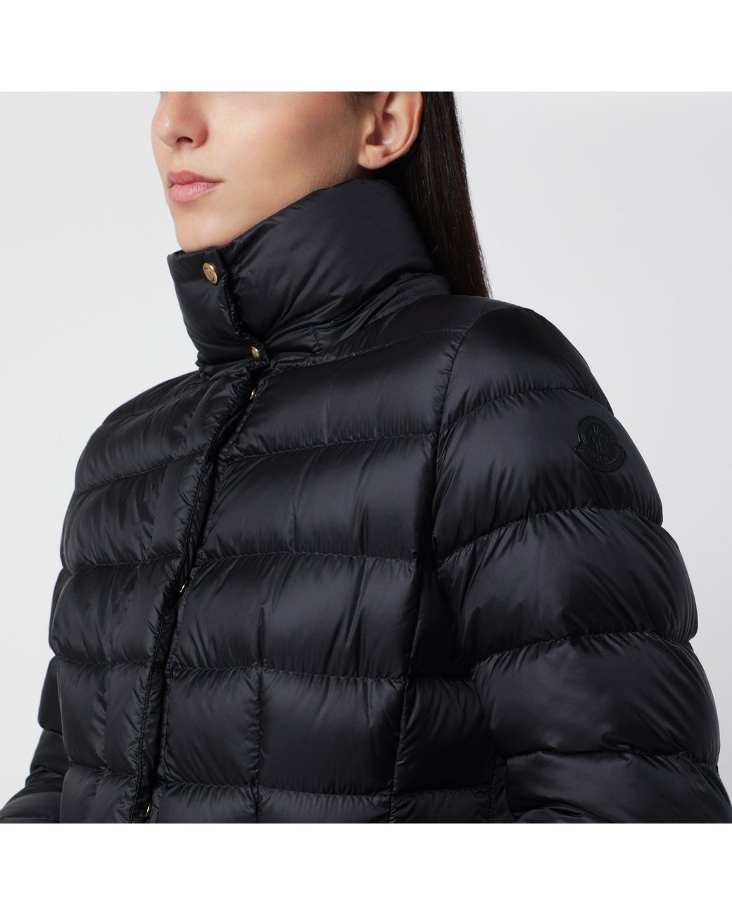 Moncler Black Long Nylon Down Jacket