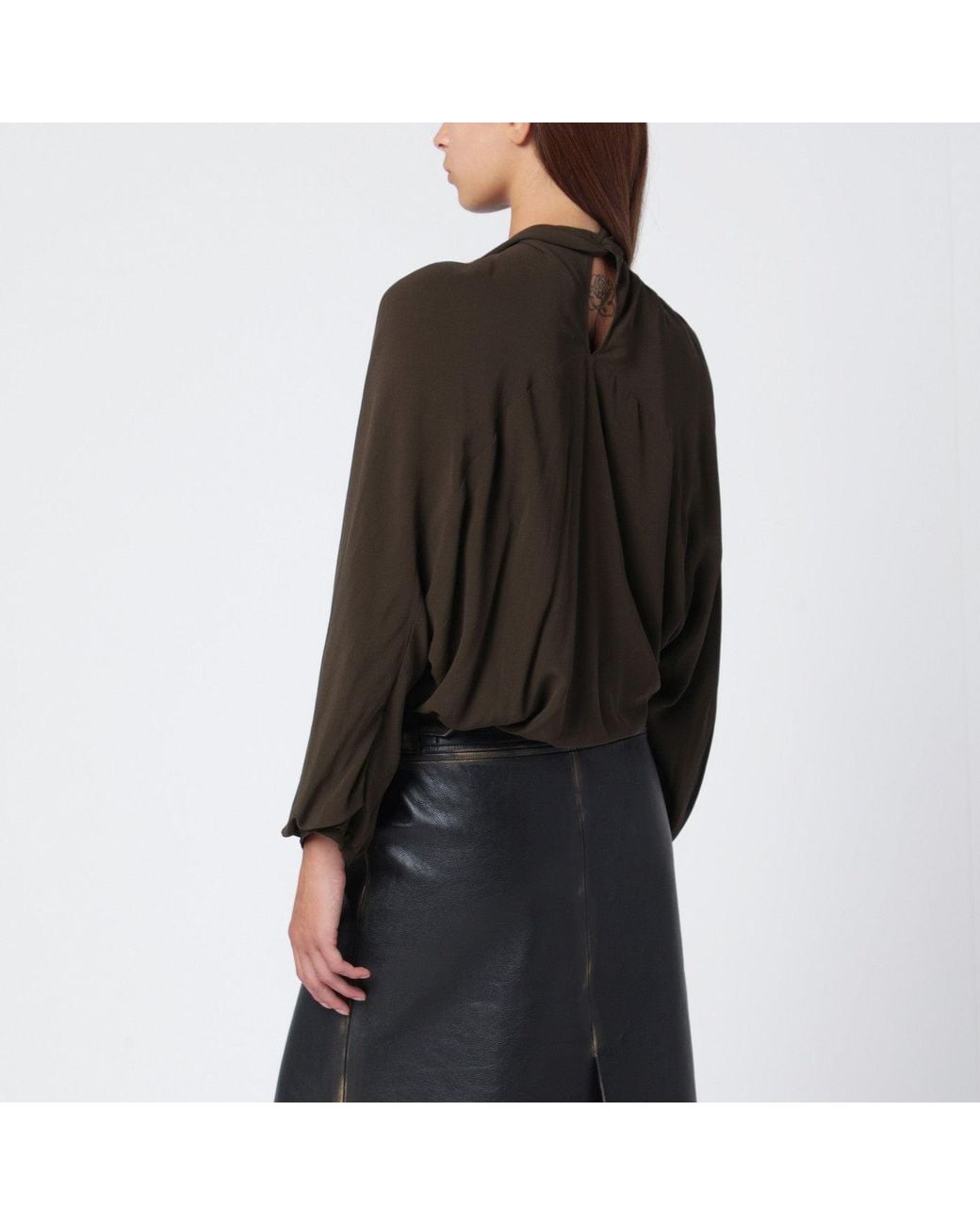 NAMACHEKO Black Draped Silk Top