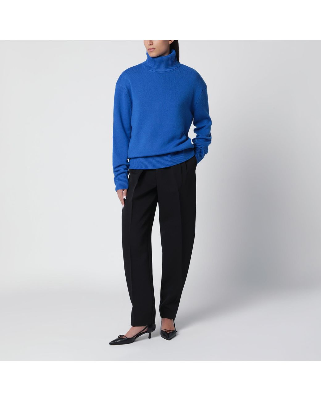 Frankie Shop Blue Gala Merino Wool Turtleneck Sweater