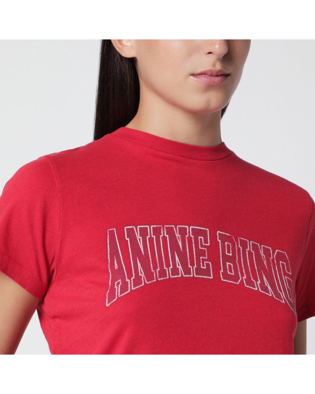 Anine Bing Red Shelley Cotton T-Shirt