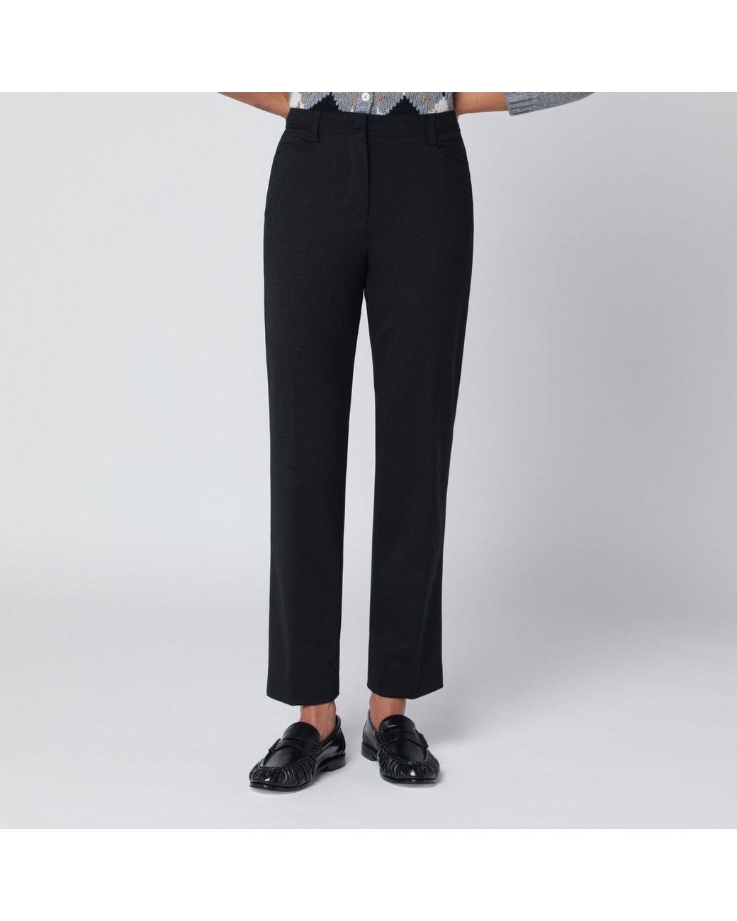 Thelatest Blue Black Wool-blend Trousers
