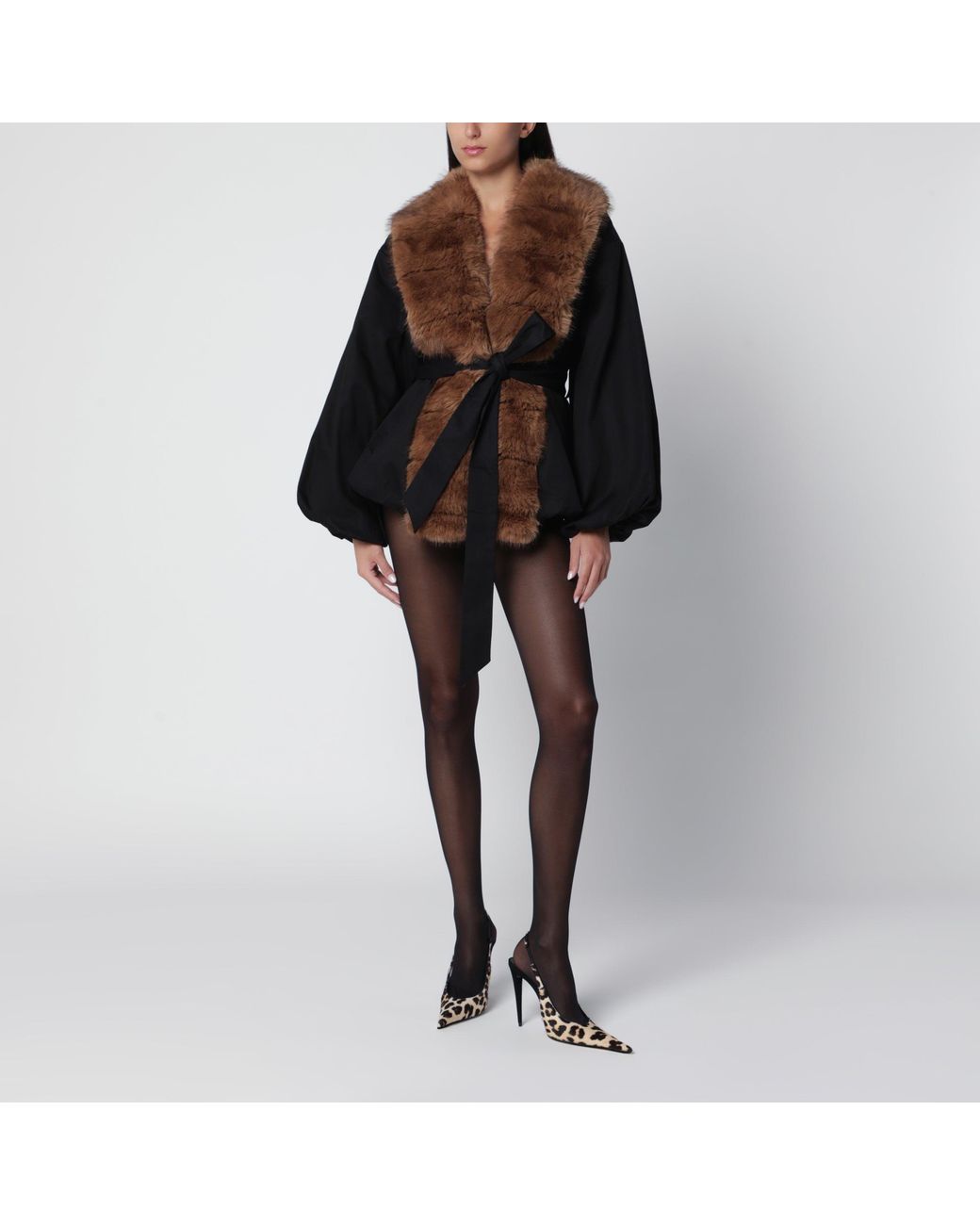 ROTATE BIRGER CHRISTENSEN Black Jacket With Faux Fur Details