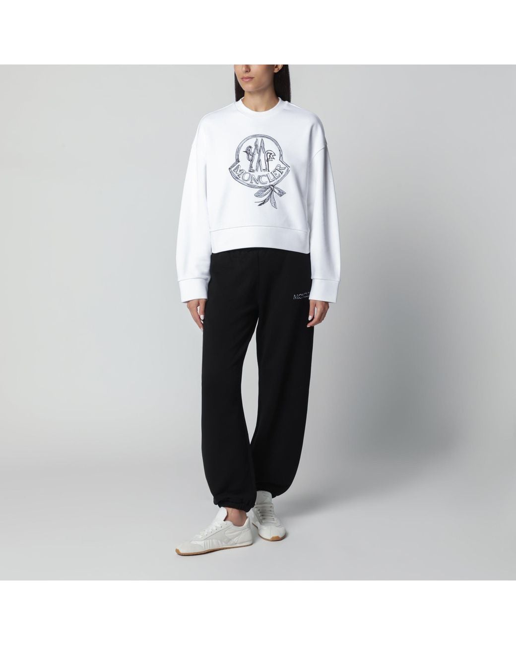 Moncler Black Cotton Jogger Pants With Logo