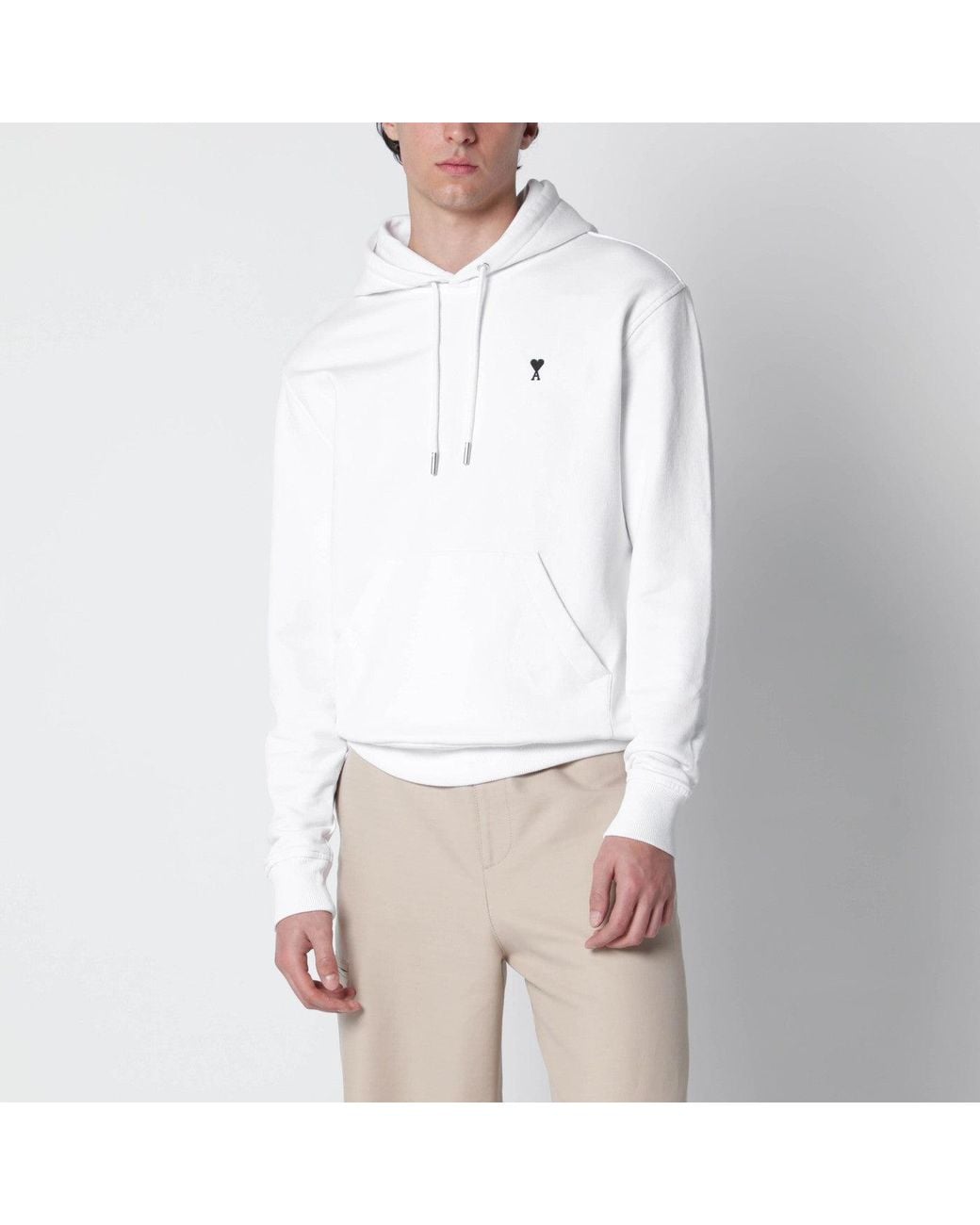 AMI White Ami De Coeur Hooded Sweatshirt for men