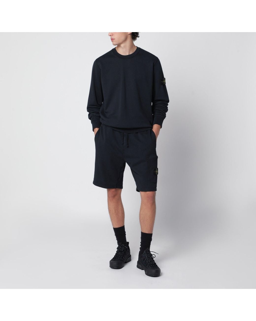 Stone Island Black Jogger Shorts for men