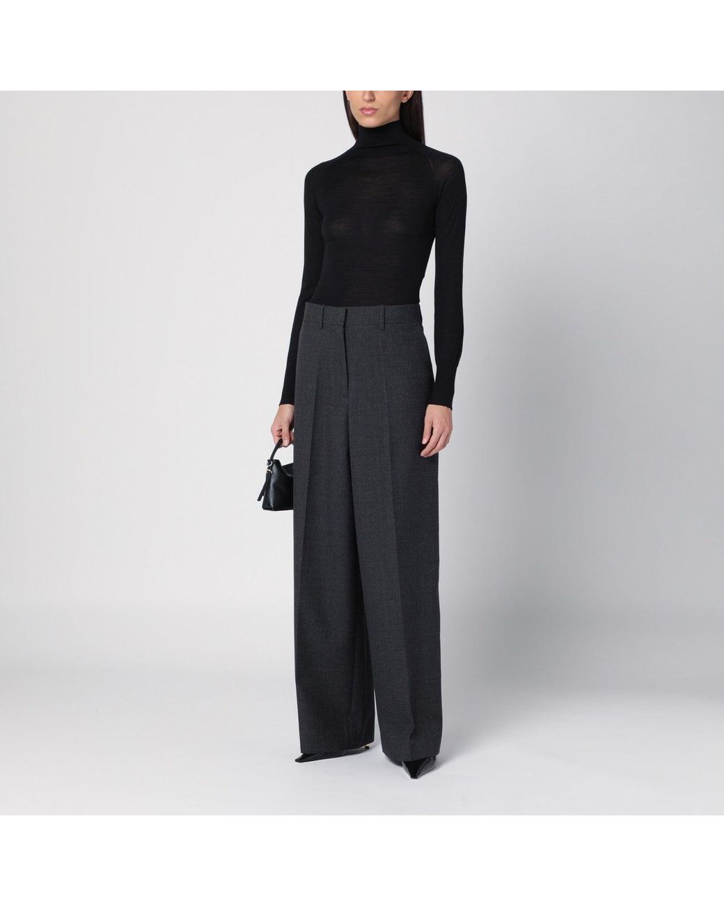 Givenchy Black Dark Wool Wide Trousers
