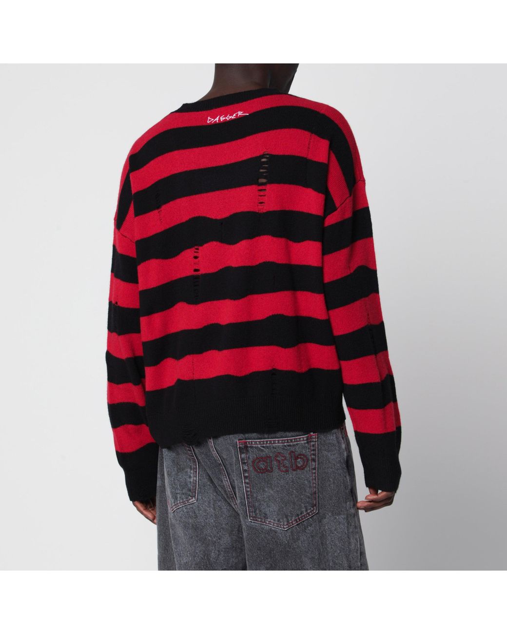 Pull Rayé Noir/Rouge Avec Détails Distressed DAGGER pour homme en coloris Red