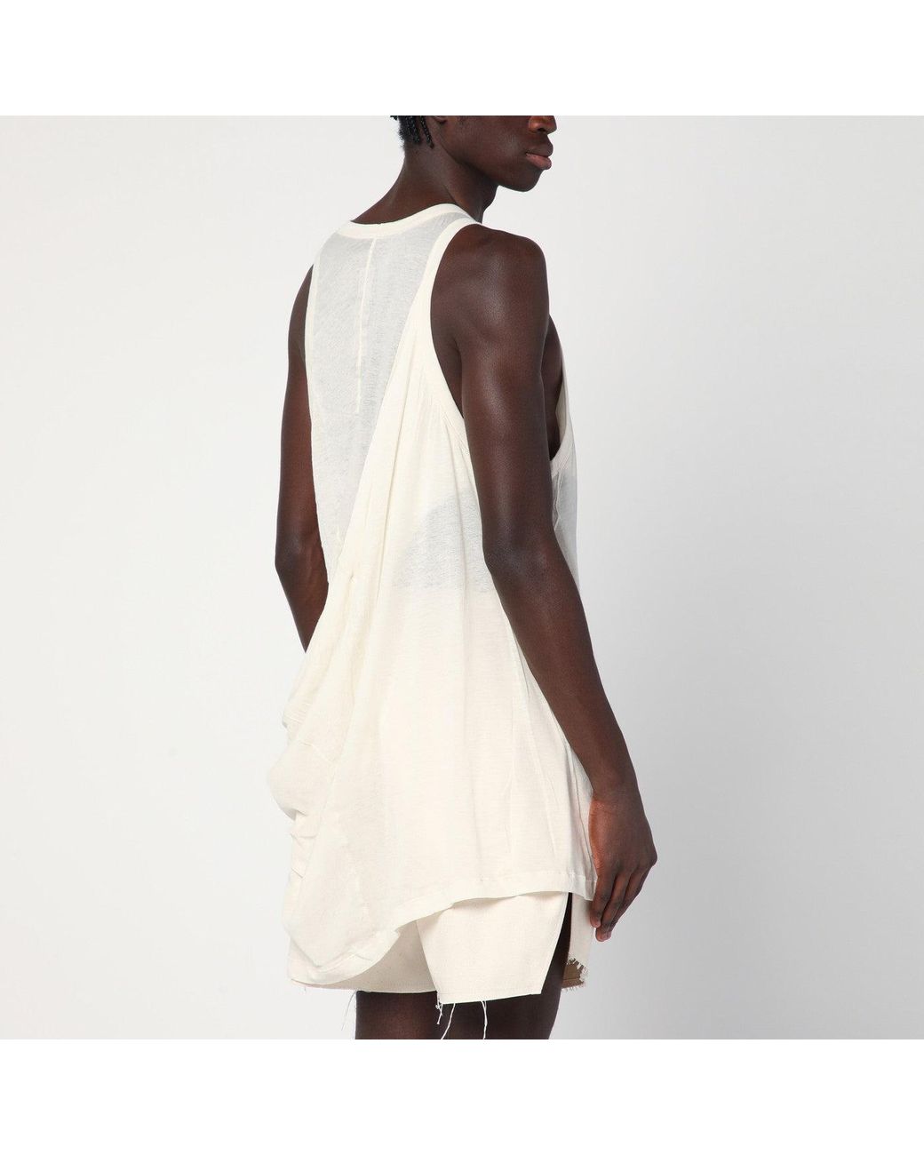 Rick Owens Natural Ivory Tank Top With Draping for men