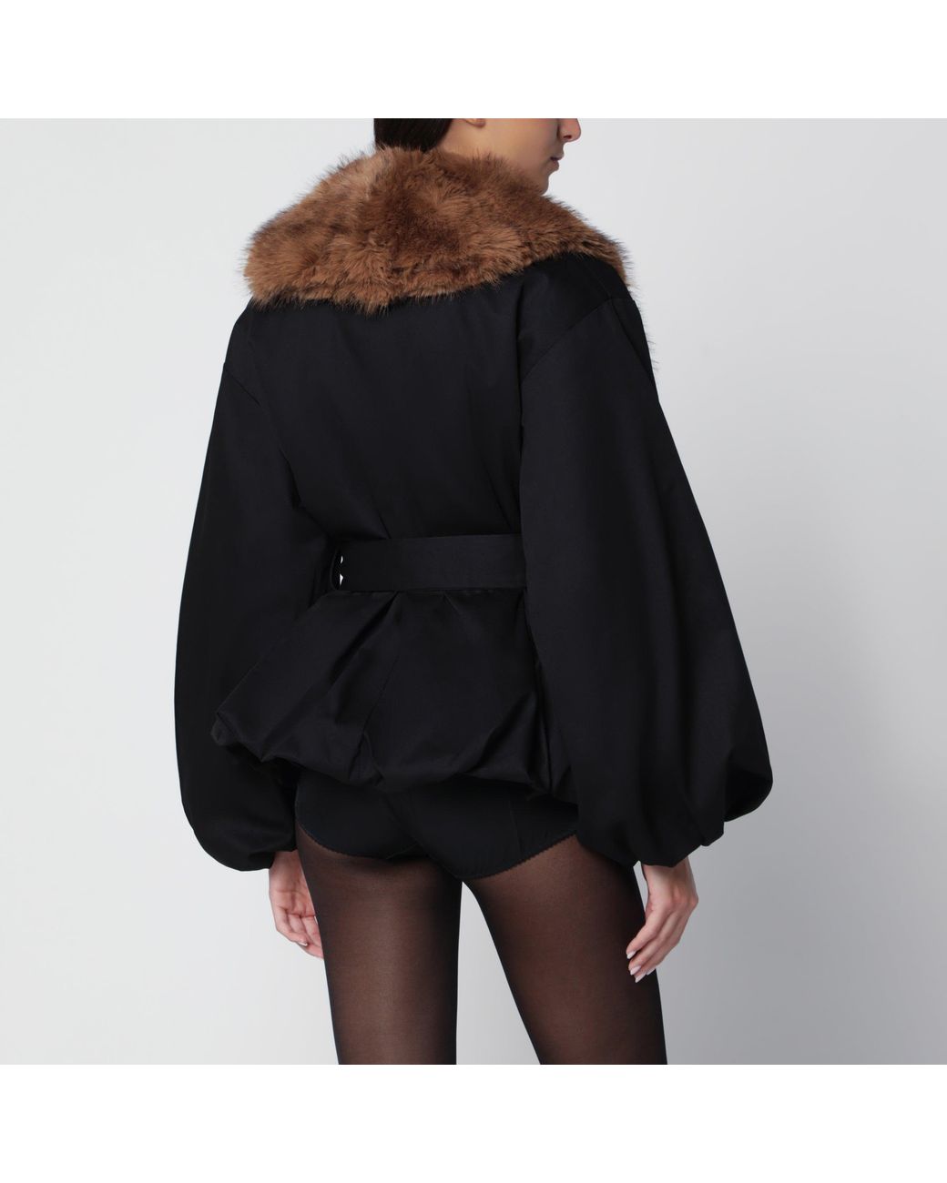ROTATE BIRGER CHRISTENSEN Black Jacket With Faux Fur Details