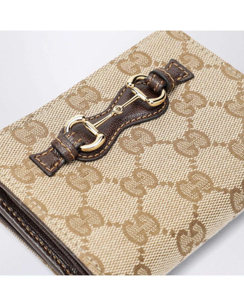Gucci Metallic Small Wallet With Gg Fabric Horsebit
