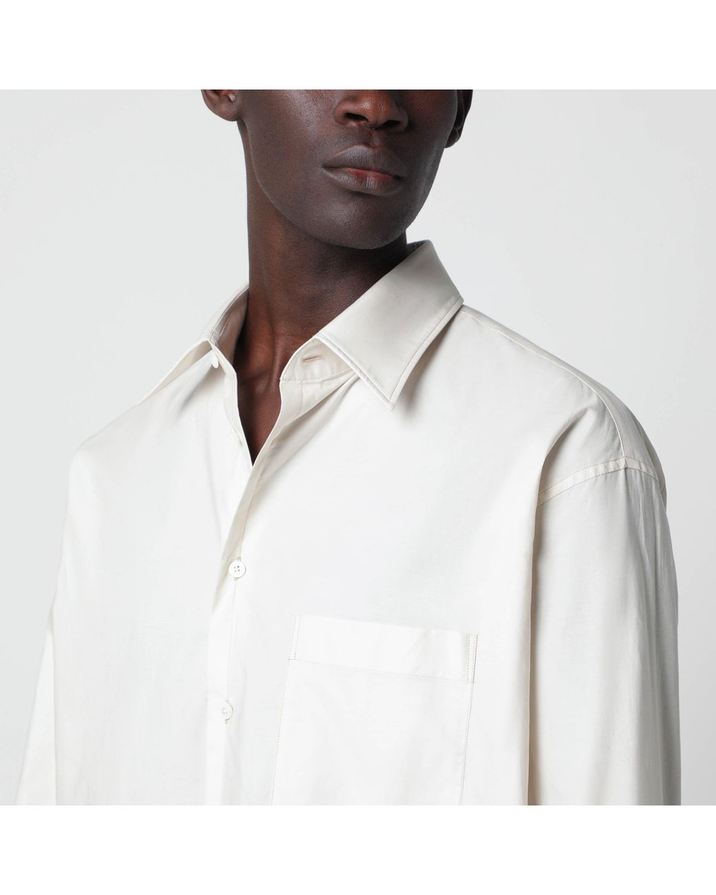 Lemaire White Regular-Fit Cream-Colored Cotton And Silk Shirt for men