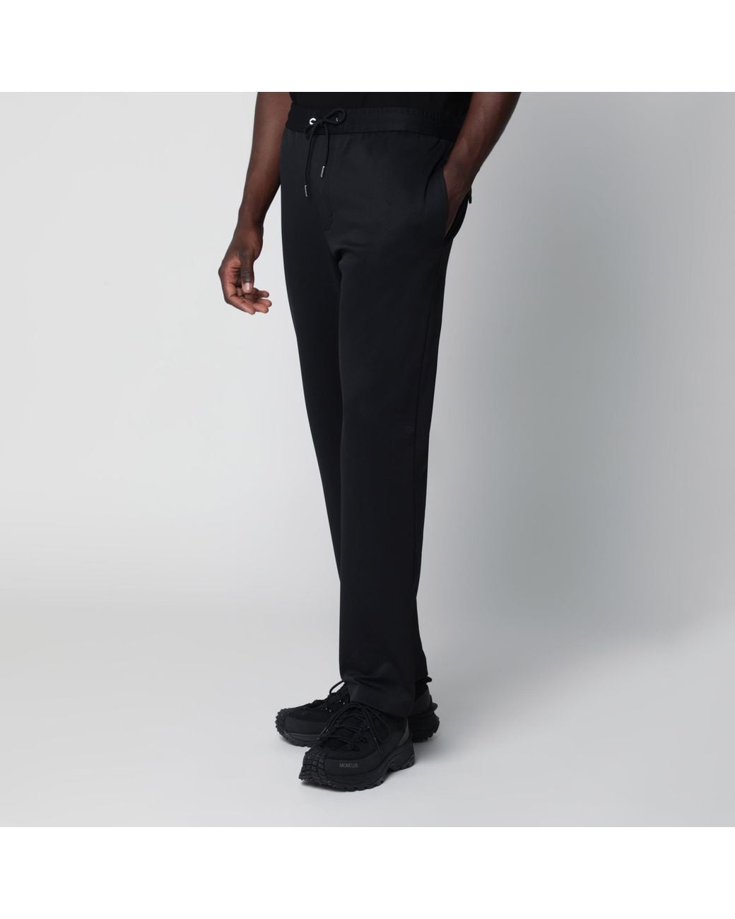Moncler Black Jogger Trousers With Logo Patch for men