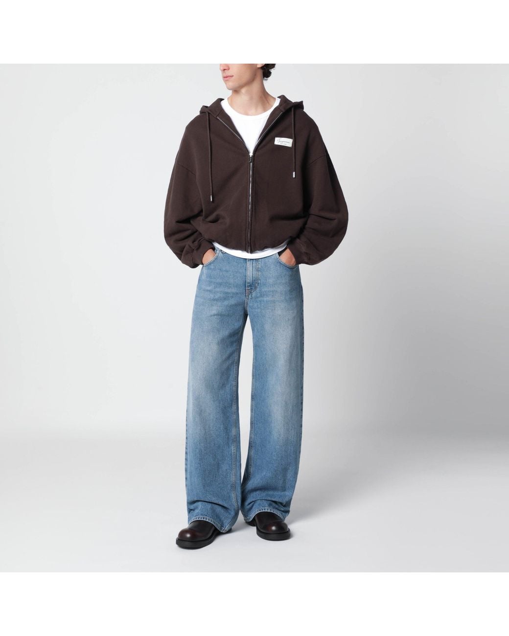 Jacquemus Brown Corso Dark Cotton Hoodie for men