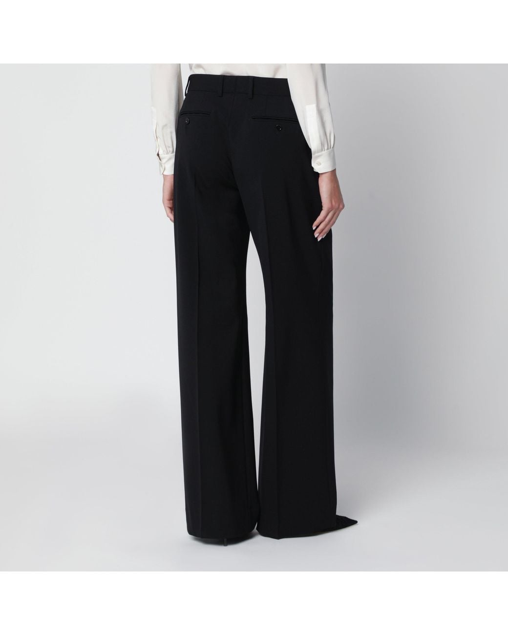 Dolce & Gabbana Black Double Pinch Virgin Wool Trousers