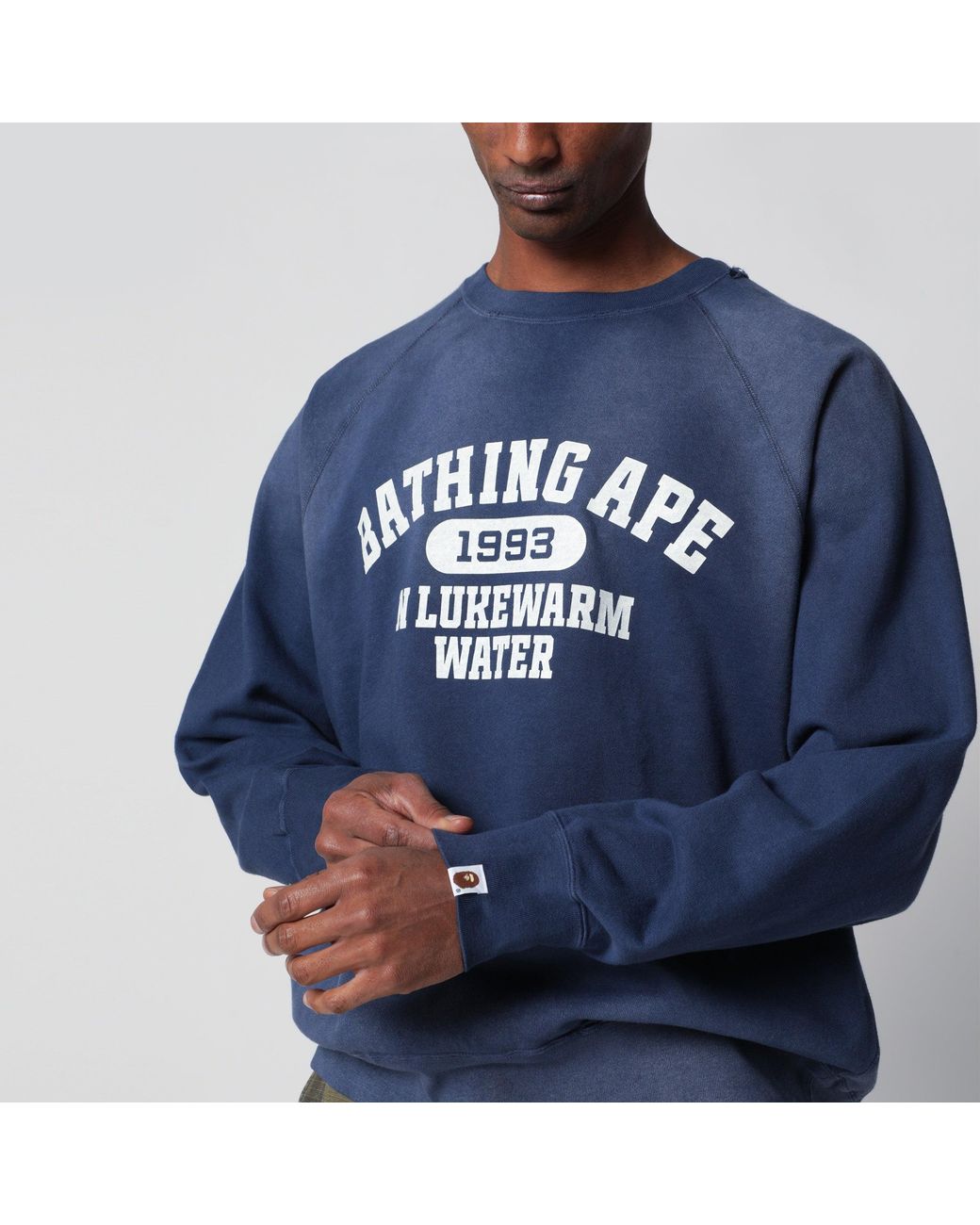 A Bathing Ape Blue Faded Sweatshirt With Logo Print for men