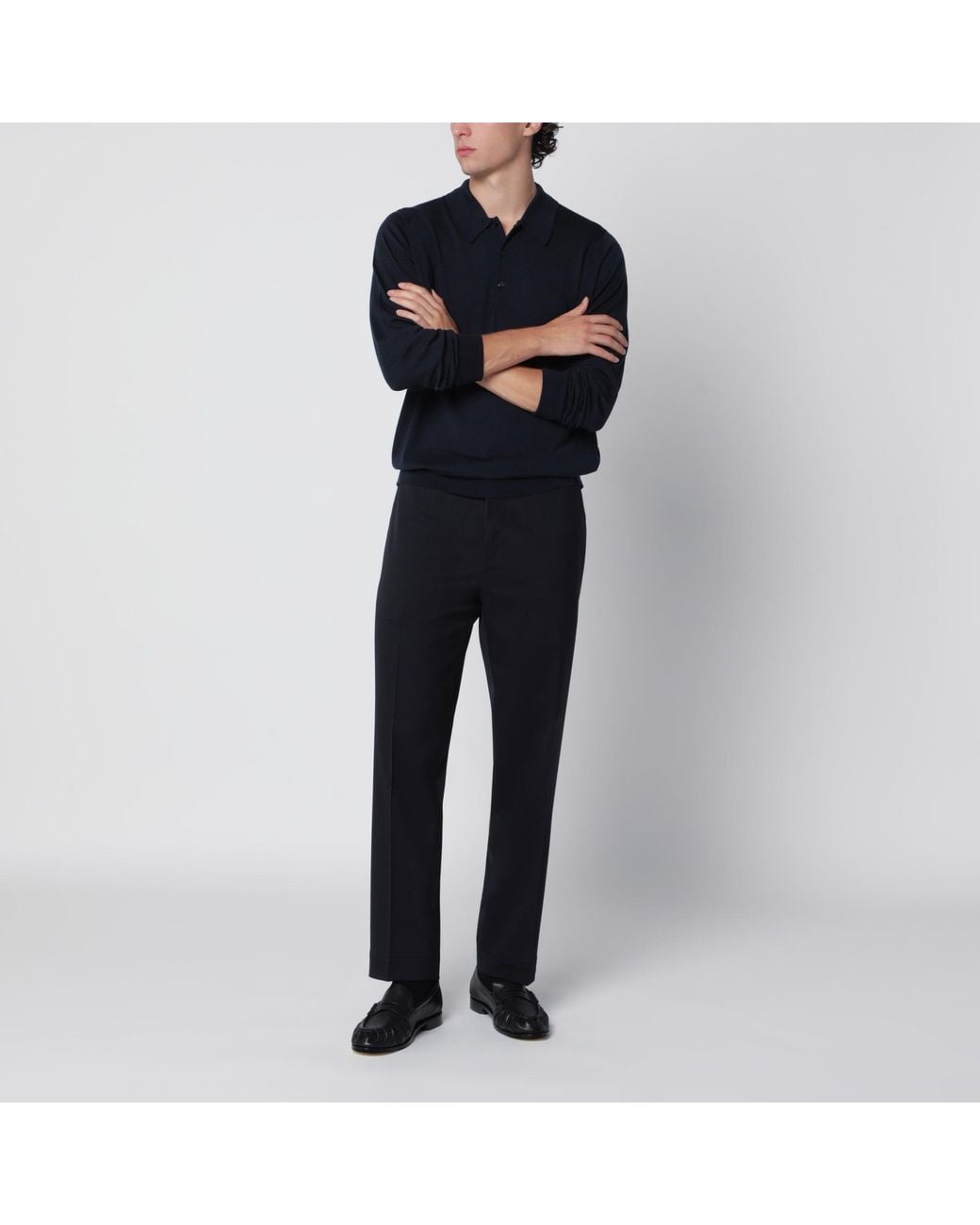John Smedley Black Midnight Polo Shirt for men