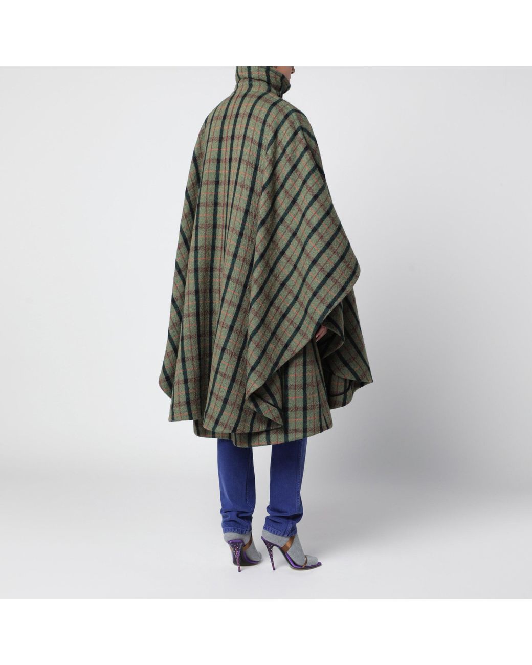 Chloé Black Check Cape Coat