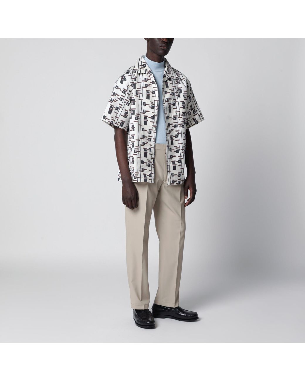 Prada Brown Sand-Colored Cotton Trousers for men