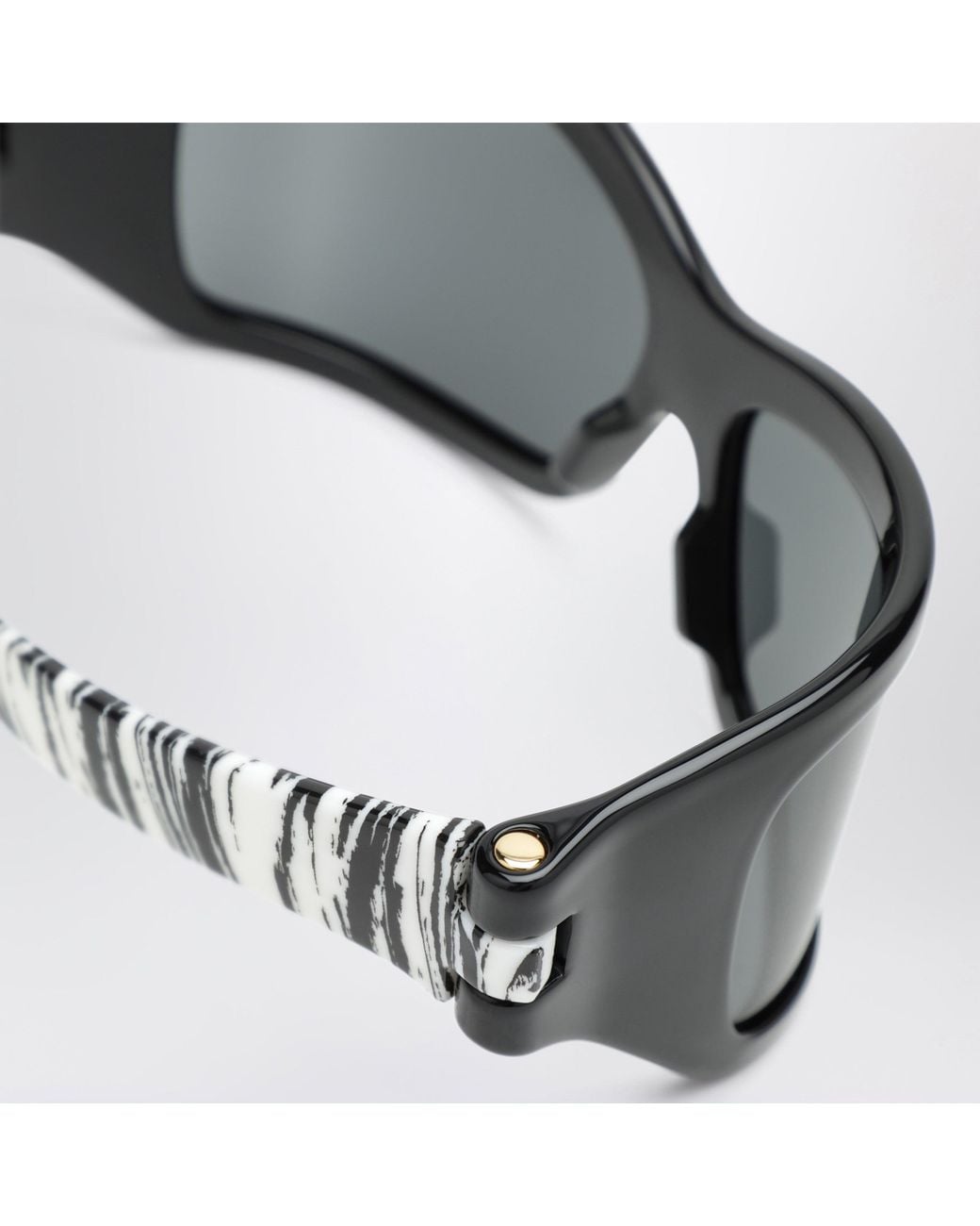 Bottega Veneta Black Sunglasses With Zebra-Patterned Temples