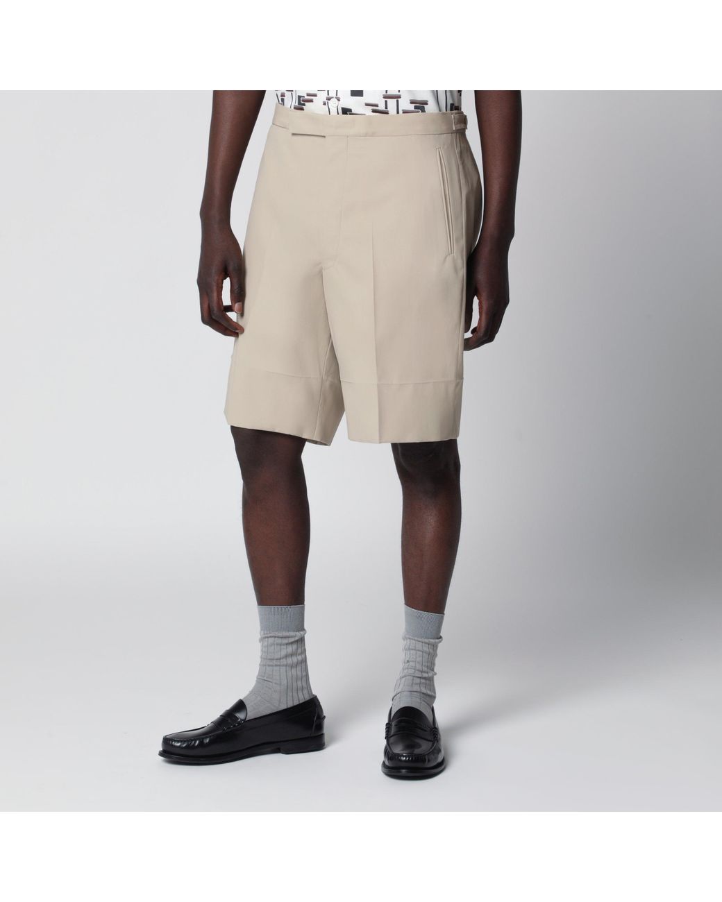Prada Natural Sand-Colored Cotton Bermuda Shorts for men