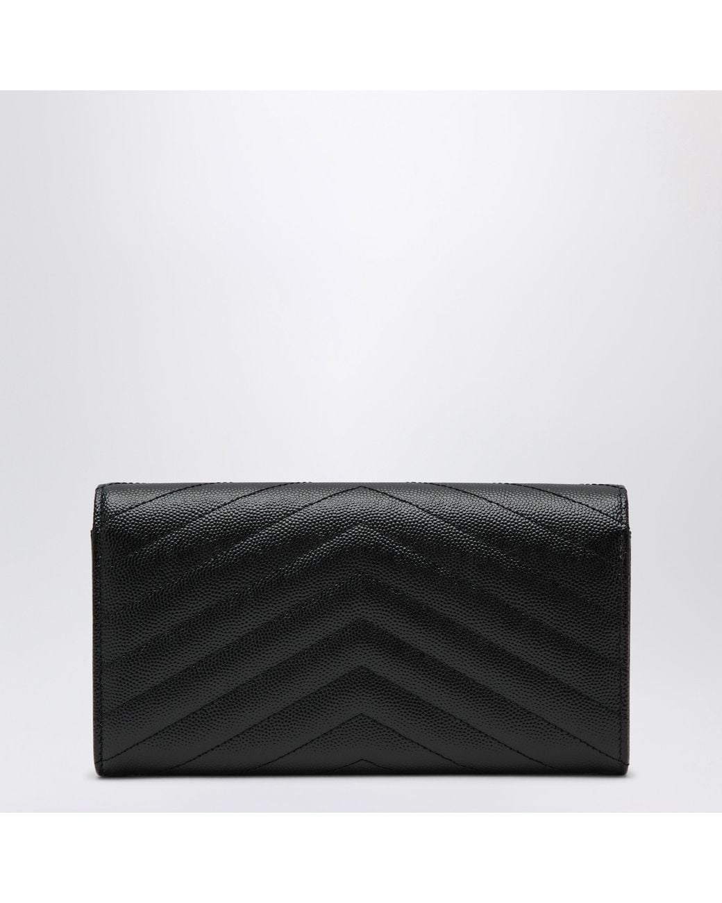 Saint Laurent Black Large Cassandre Matelassé Wallet