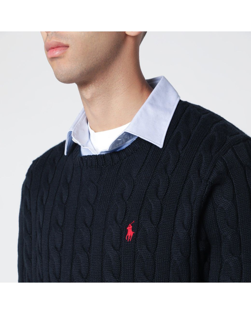Polo Ralph Lauren Black Cable-Knit Cotton Sweater for men