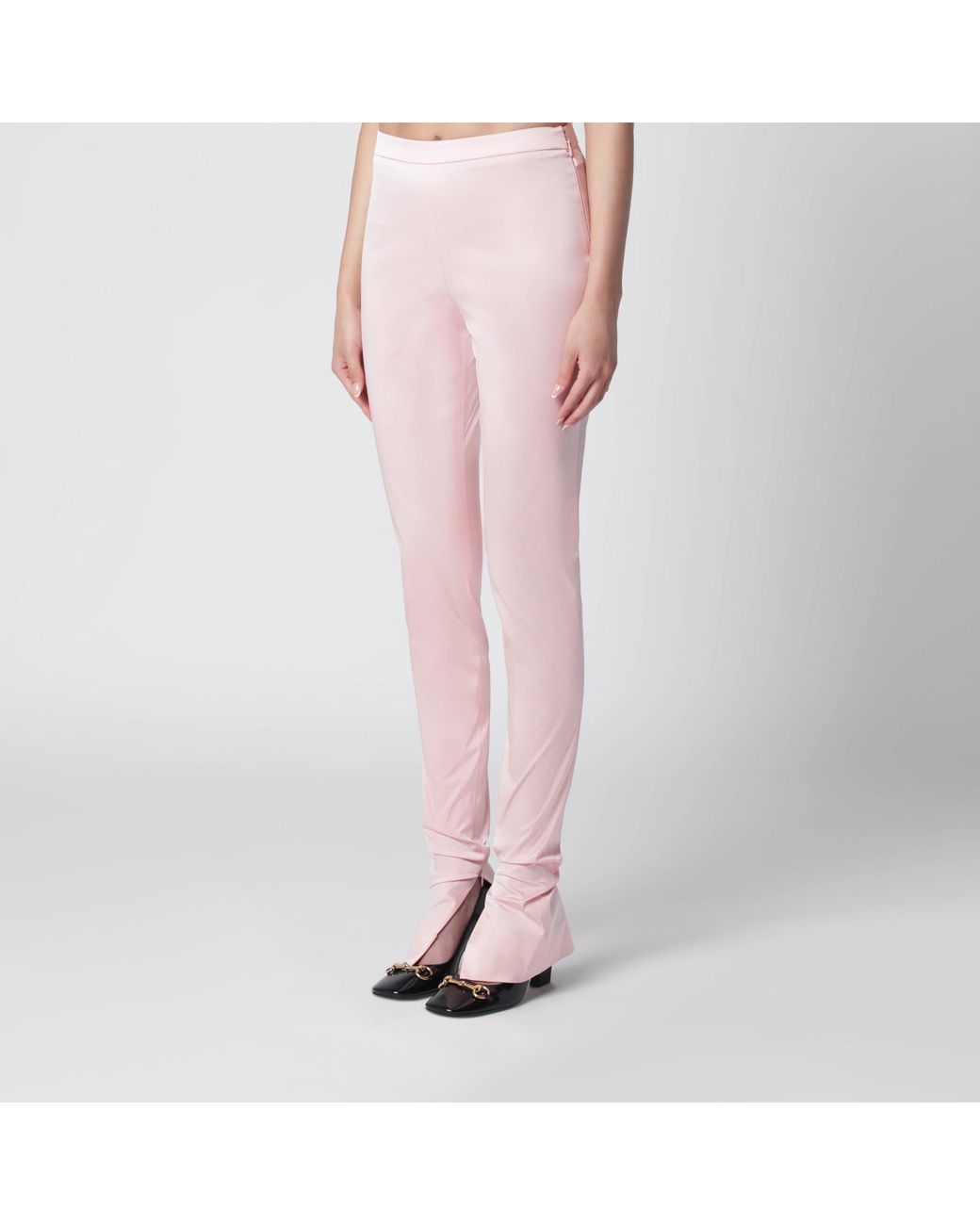 Gucci Pink Stretch Silk Faille Leggings