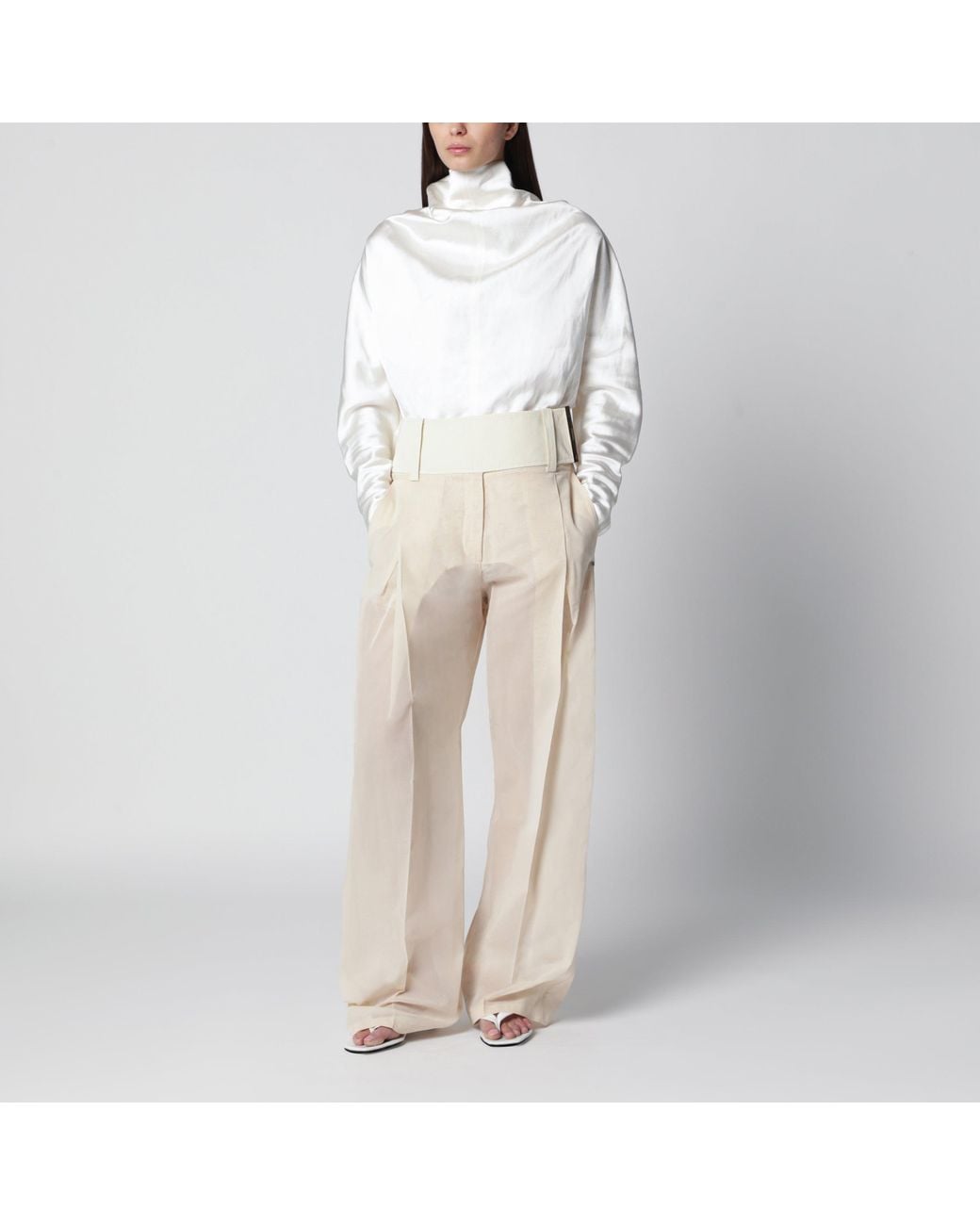 Sportmax Natural Wide-Leg Trousers