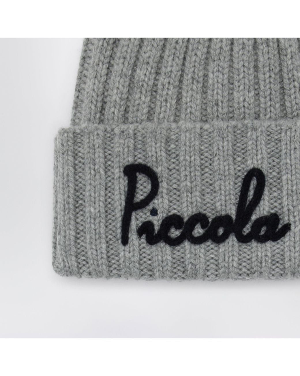 Mc2 Saint Barth Gray Wool Beanie With Embroidered Logo Mini Detail