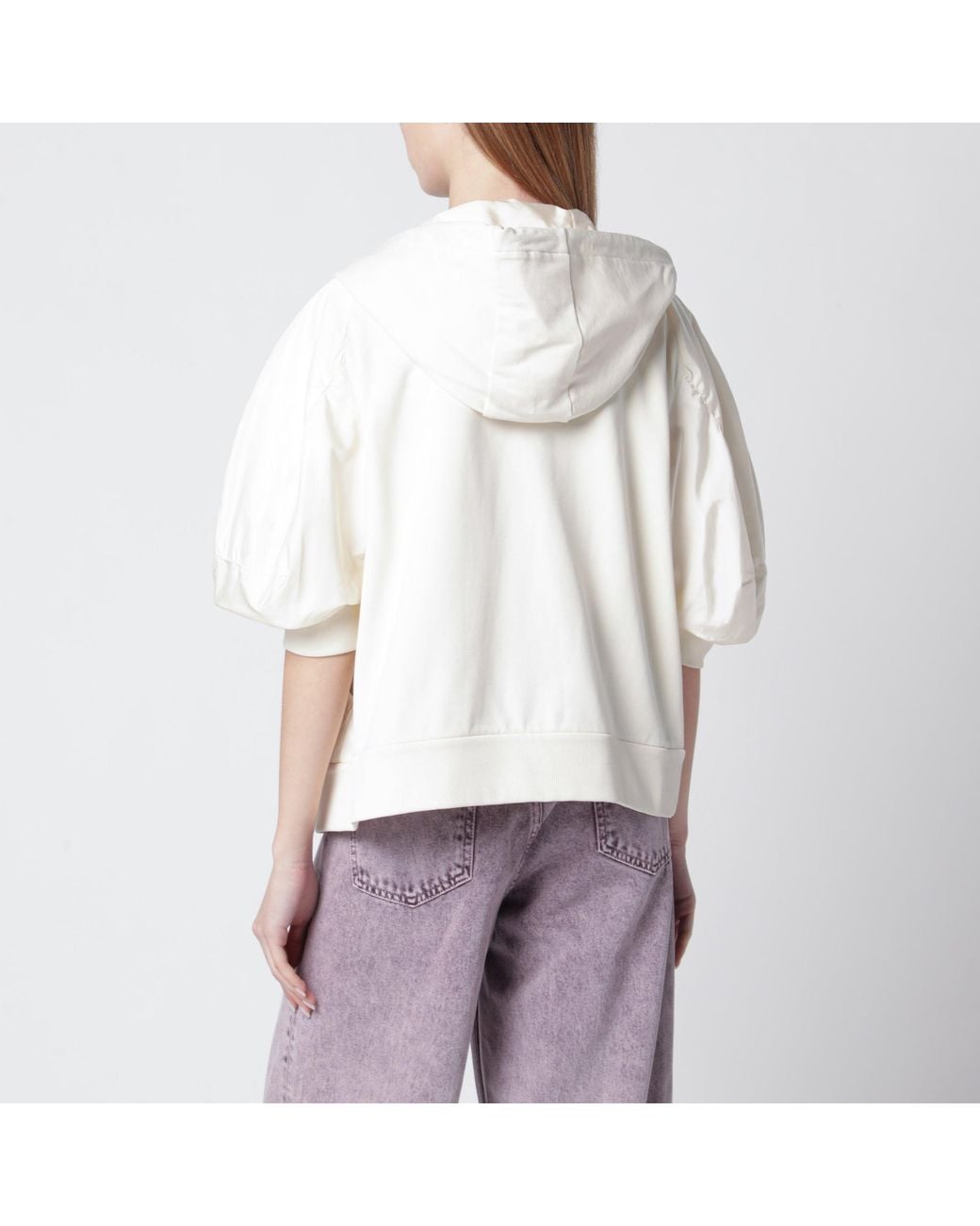Moncler White Short-Sleeve Jersey Sweatshirt