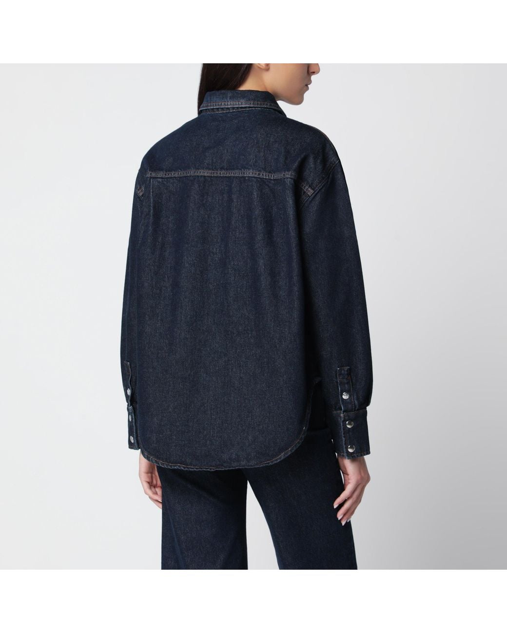 Anine Bing Blue Samy Cotton Denim Shirt