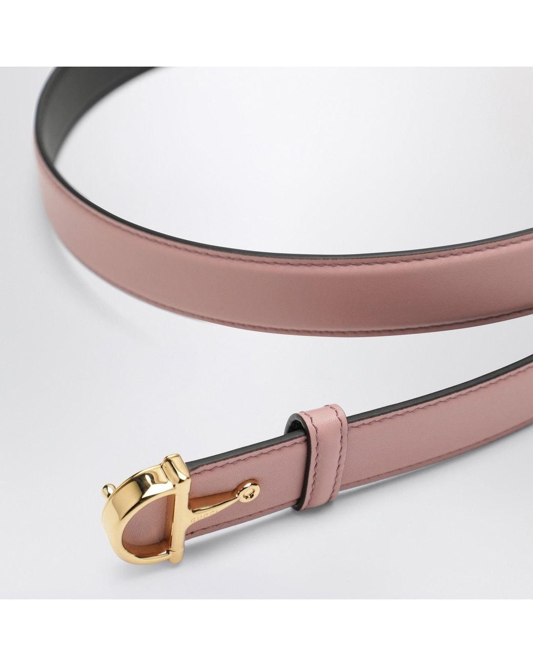 Gucci Black Thin Belt With Half Horsebit Buckle