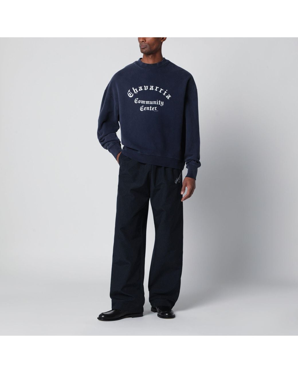 Willy Chavarria Blue Vintage-Effect Sweatshirt With Logo Print for men
