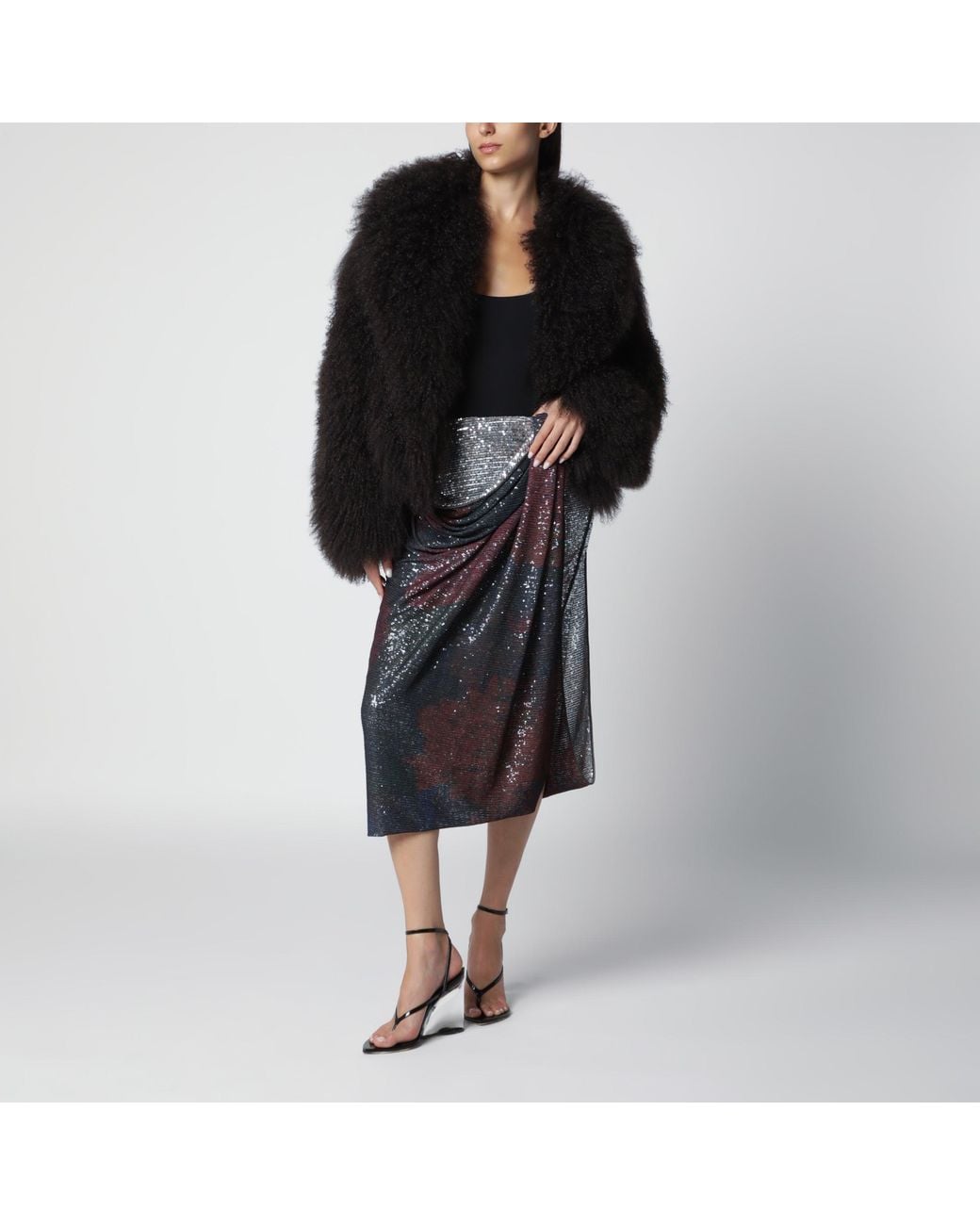 Blancha Black Short Chocolate Fur Jacket