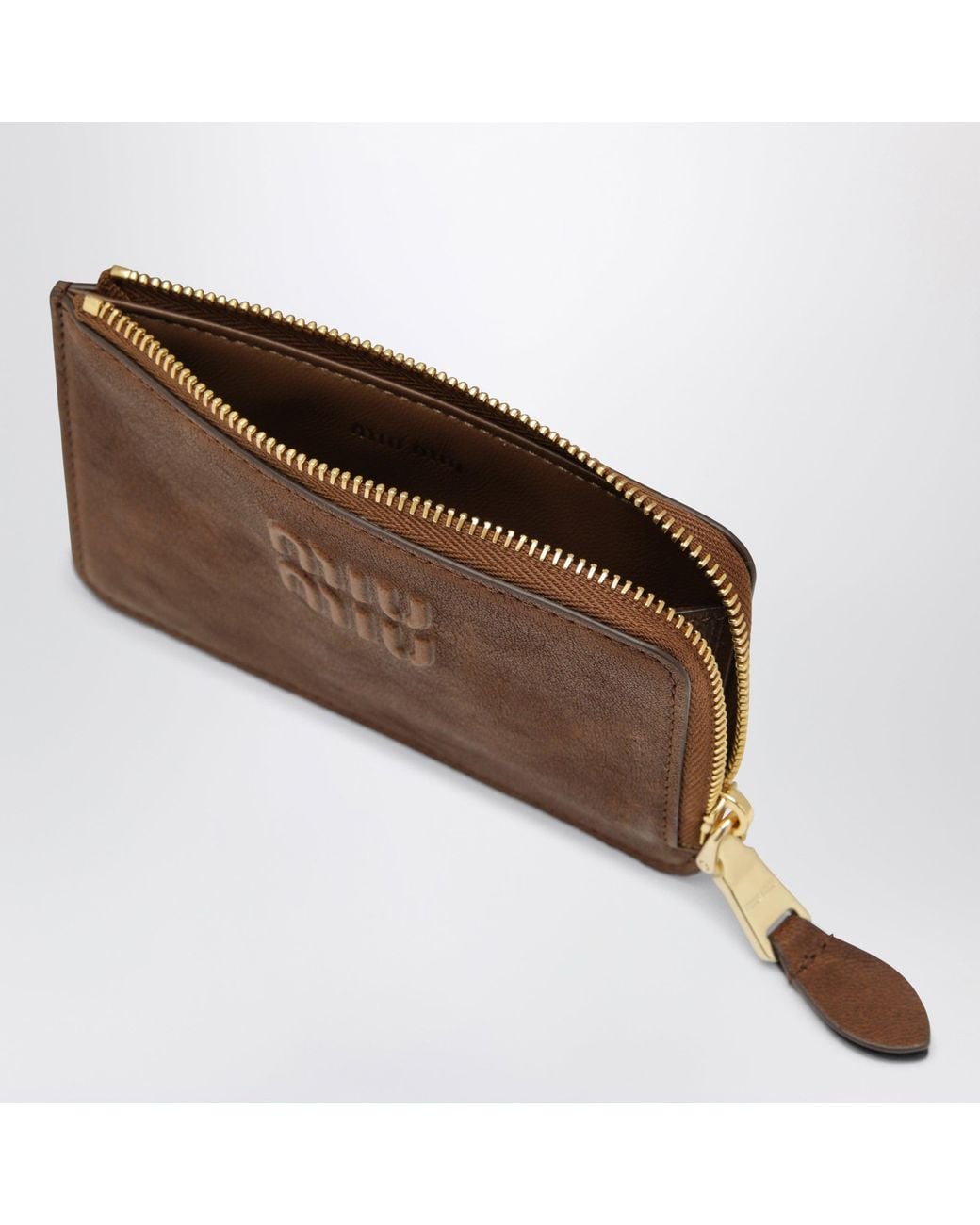 Miu Miu Brown Rovere Zip Card Holder